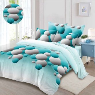 lenjerie alb albastra cu buline