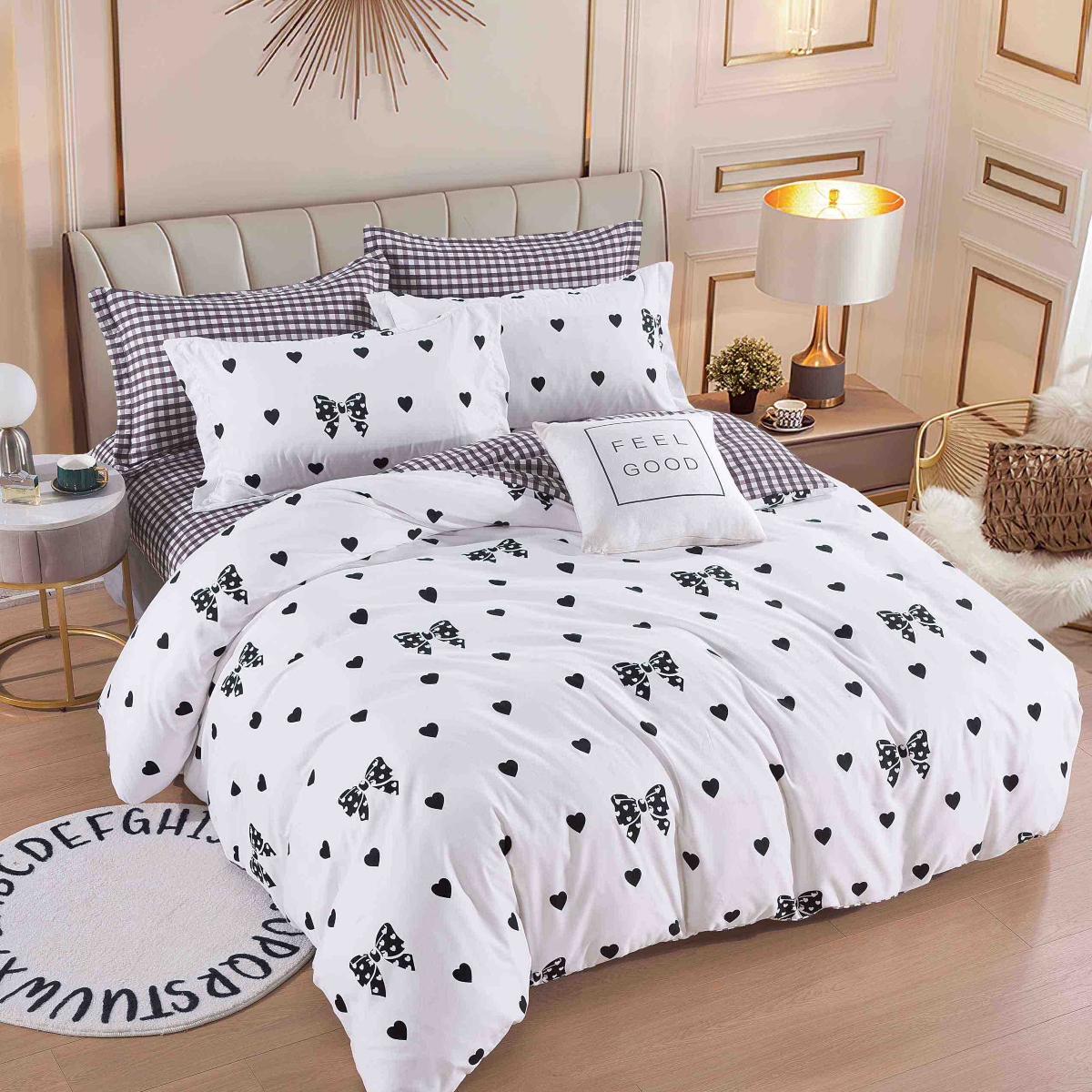 lenjerie alb negru cu fundite