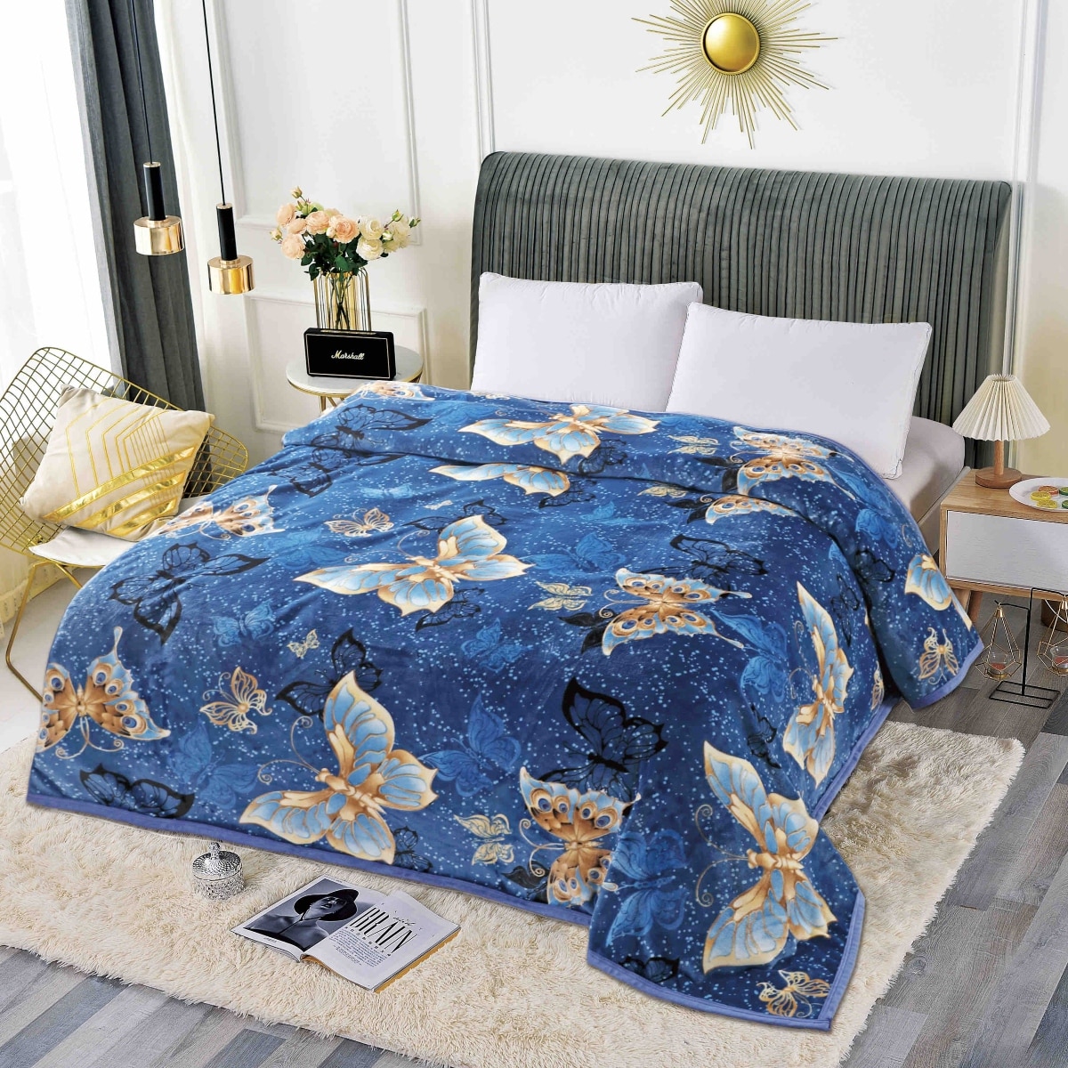 patura cocolino cu bordura fluturi