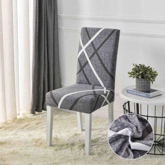 Set 6 Huse de Scaun Elastice, Marime Universala - Grey Stripes - 169004