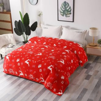 patura soft model de craciun cu reni albi mici