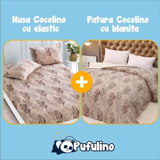PACHET PROMO: Husa Cocolino cu Elastic si 2 Fete de Perna + Patura Cocolino cu Blanita - PUF175936