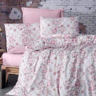 Lenjerie de Pat din Bumbac 100% Ranforce - Pat 2 Persoane, 4 Piese - PUF174986