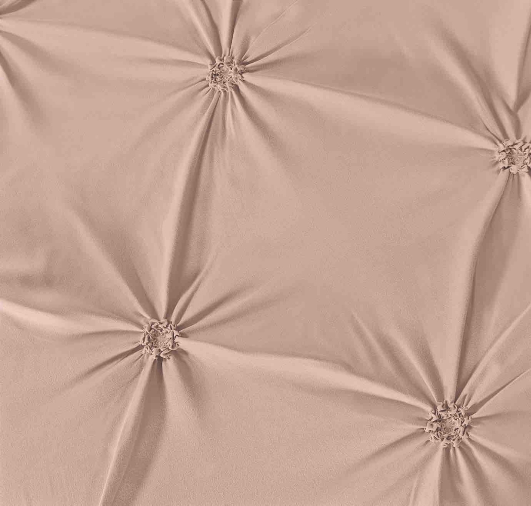 Set Lenjerie Brodata Uni, Model cu Pliuri, Bumbac Finet, 6 Piese, Pat 2 Persoane - Cappuccino - PUF175202 - imagine 2