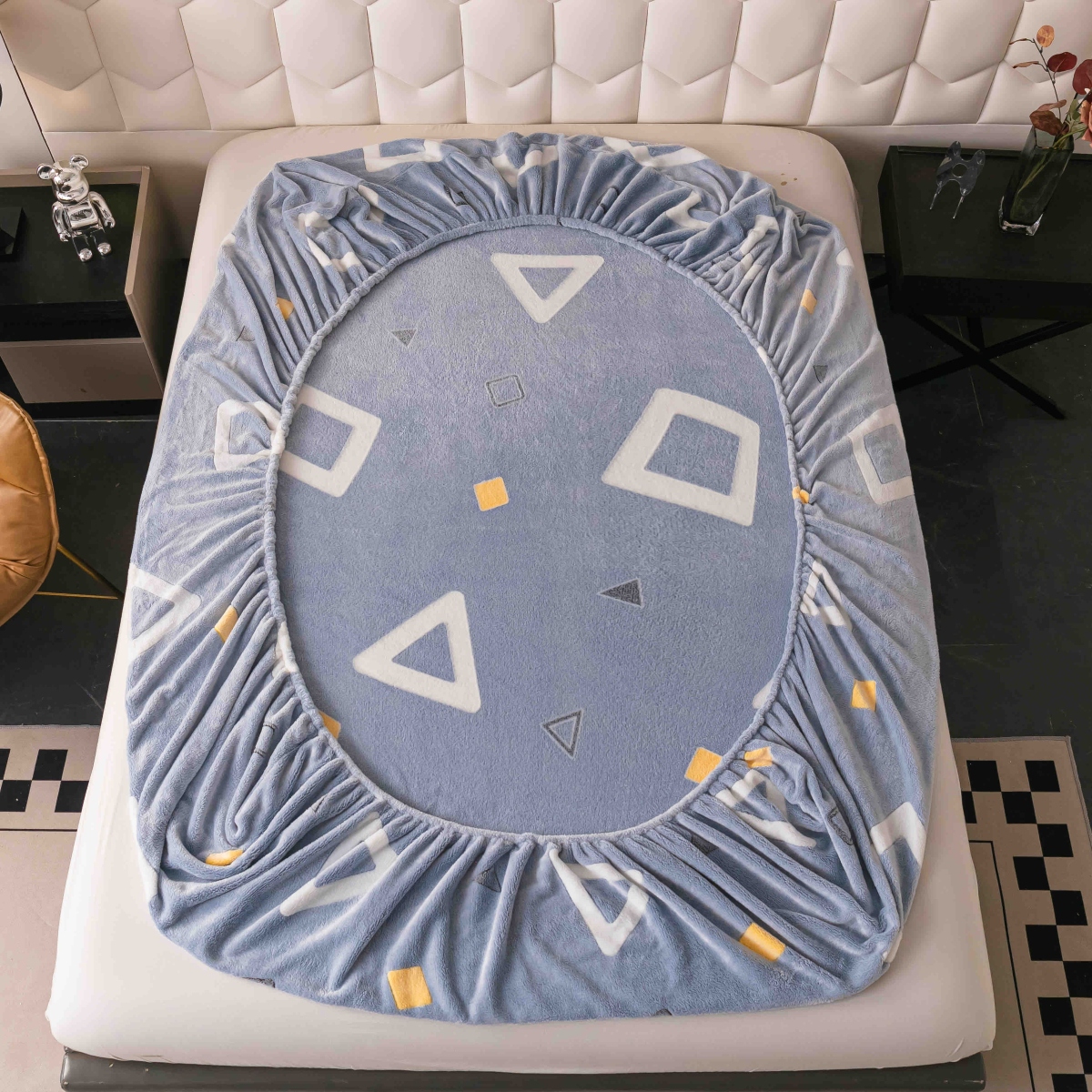 husa cocolino bleu cu triunghiuri forma