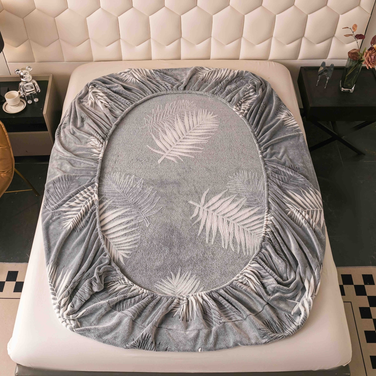 husa cocolino gri cu frunze forma