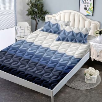 husa de pat 160 crem albastra 3d