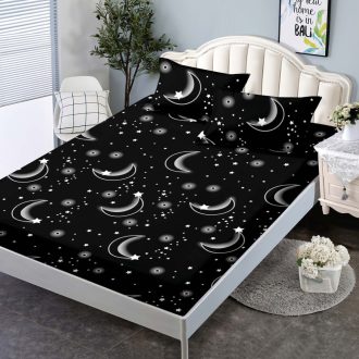 husa de pat 160 neagra cu stelute