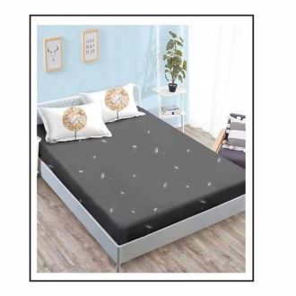 lenjerie alb gri cu papadii cearceaf