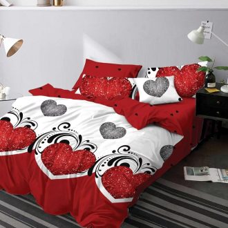 lenjerie alb rosie cu inimioare