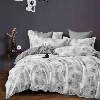 lenjerie alba cu pene gri