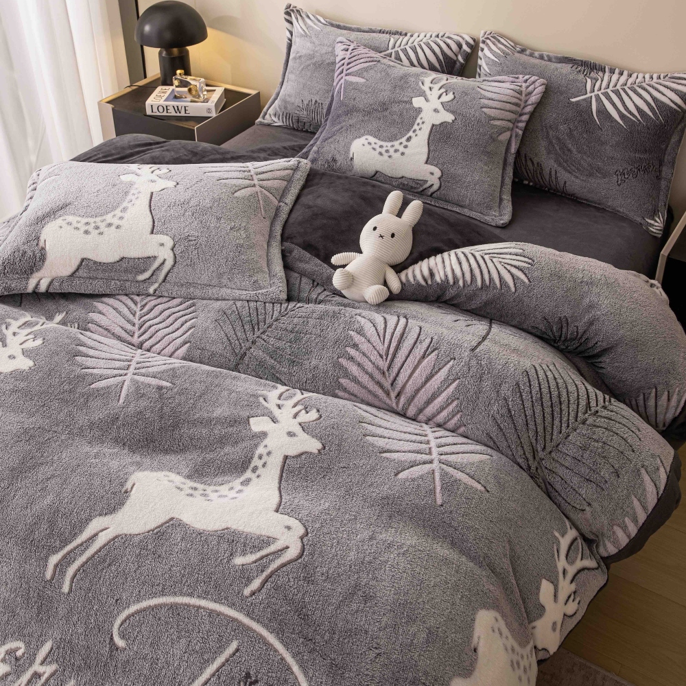 lenjerie cocolino cu elastic gri cu reni aproape