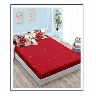 lenjerie crem rosie cu flori cearceaf