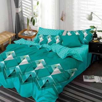 lenjerie turcoaz cu triunghiuri forme geometrice