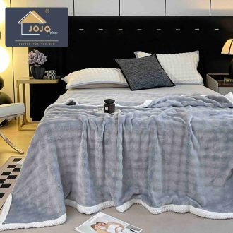 Patura Cocolino Premium cu Bordura Impletita, 200 x 230cm - Gri Deschis - JoJo Home - PUF182443