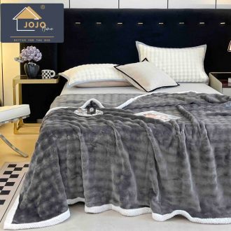 Patura Cocolino Premium cu Bordura Impletita, 200 x 230cm - Gri Inchis - JoJo Home - PUF182442