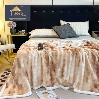 Patura Cocolino Premium cu Bordura Impletita, 200 x 230cm - Maro Degrade - JoJo Home - PUF182439