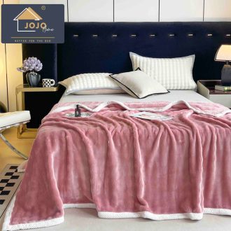 Patura Cocolino Premium cu Bordura Impletita, 200 x 230cm - Roz Pudra - JoJo Home - PUF182438