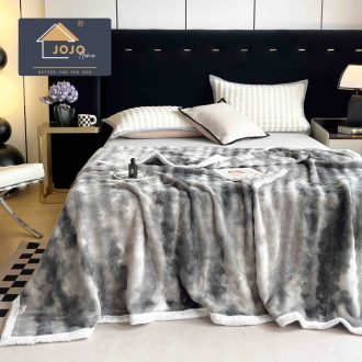 Patura Cocolino Premium cu Bordura Impletita, 200 x 230cm - Gri Degrade - JoJo Home - PUF182441