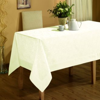 fata de masa impermeabila polyester cu bordura jackline crem