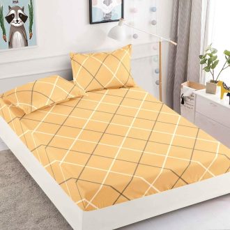 husa de pat galbena cu dungi