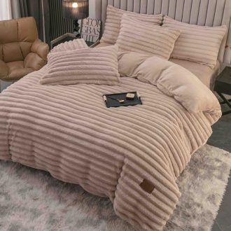 lenjerie cocolino cu dungi cearceaf cu elastic - bej