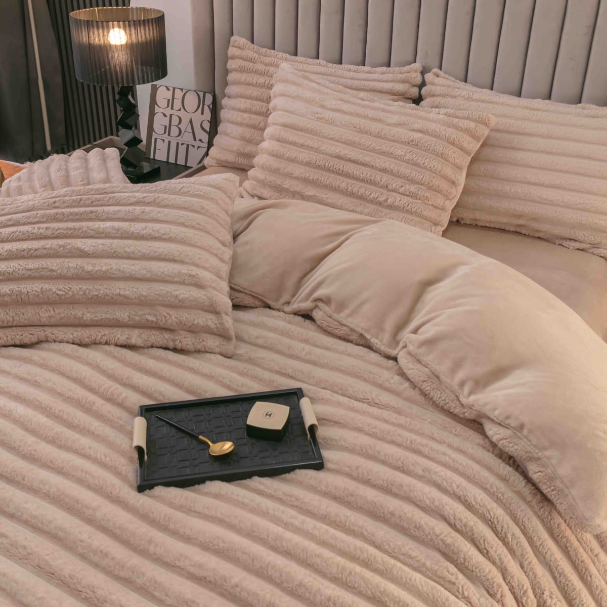 lenjerie cocolino cu dungi cearceaf cu elastic - bej aproape