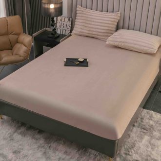 lenjerie cocolino cu dungi cearceaf cu elastic - bej cearceaf