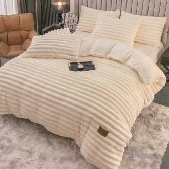 lenjerie cocolino cu dungi cearceaf cu elastic - crem