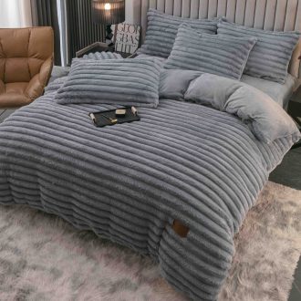 lenjerie cocolino cu dungi cearceaf cu elastic - gri