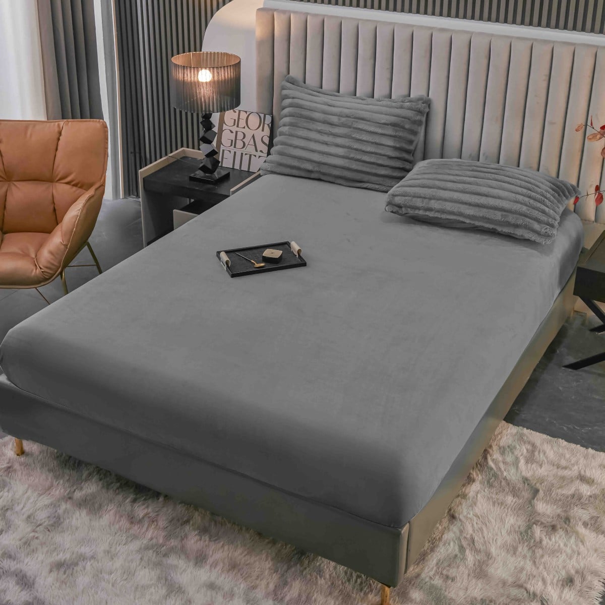 lenjerie cocolino cu dungi cearceaf cu elastic - gri cearceaf