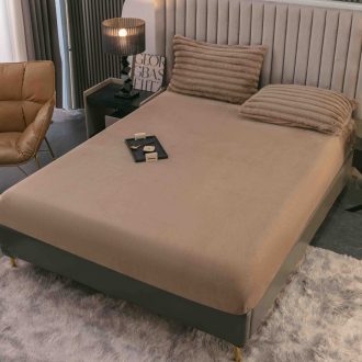 lenjerie cocolino cu dungi cearceaf cu elastic - maro cearceaf