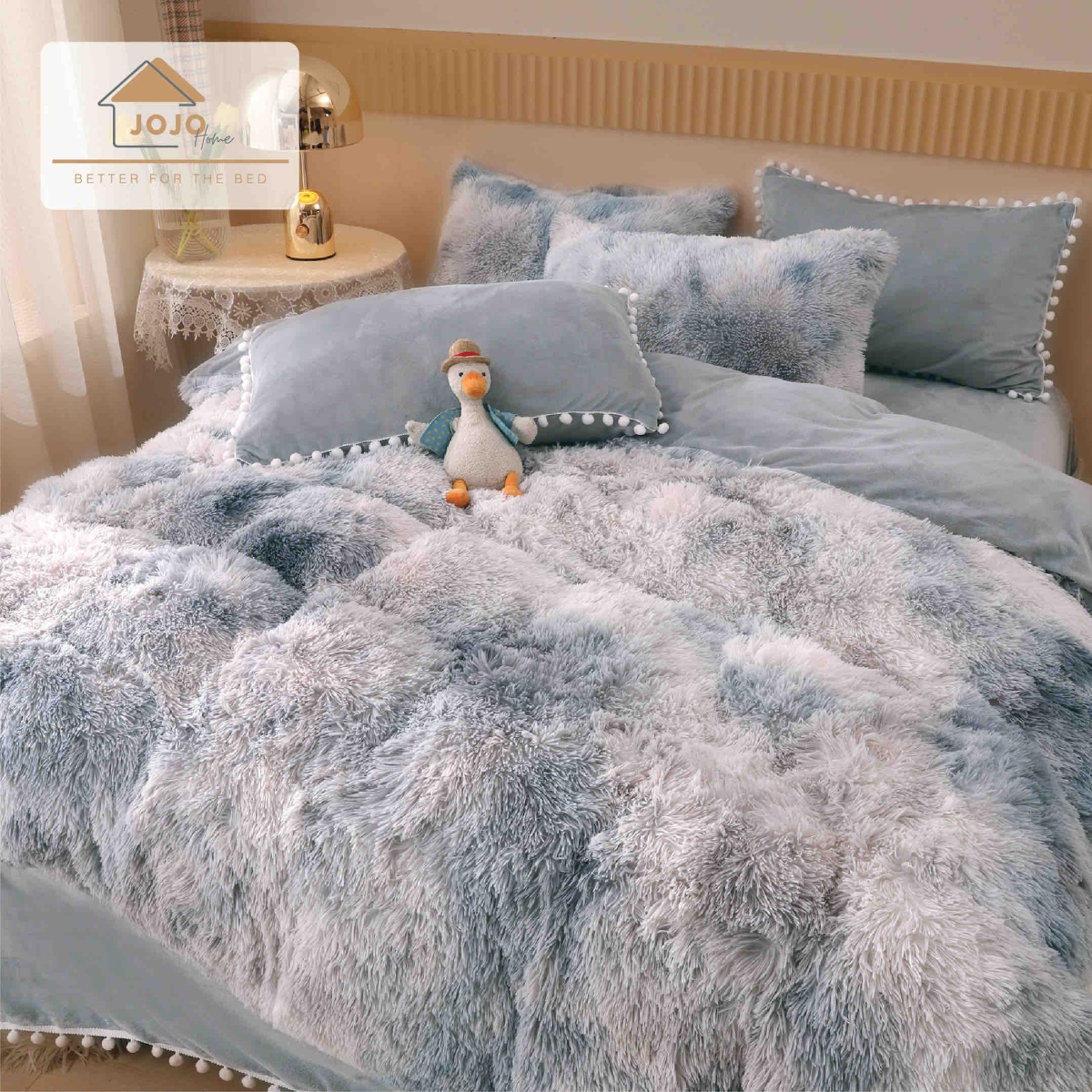 lenjerie fluffy gri degrade