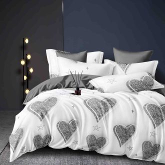 lenjerie alba cu inimioare gri
