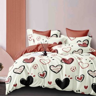 lenjerie crem cu inimioare rosii