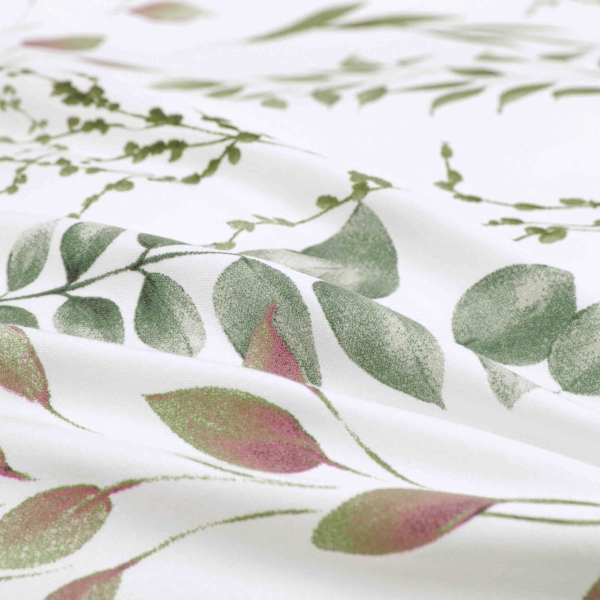 lenjerie la cutie din finet alb turcoaz cu frunze verzi material