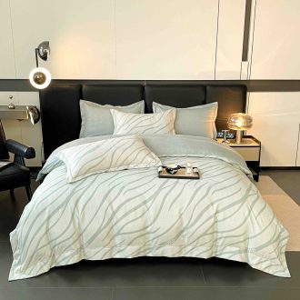 lenjerie la cutie din finet alba cu dungulite gri