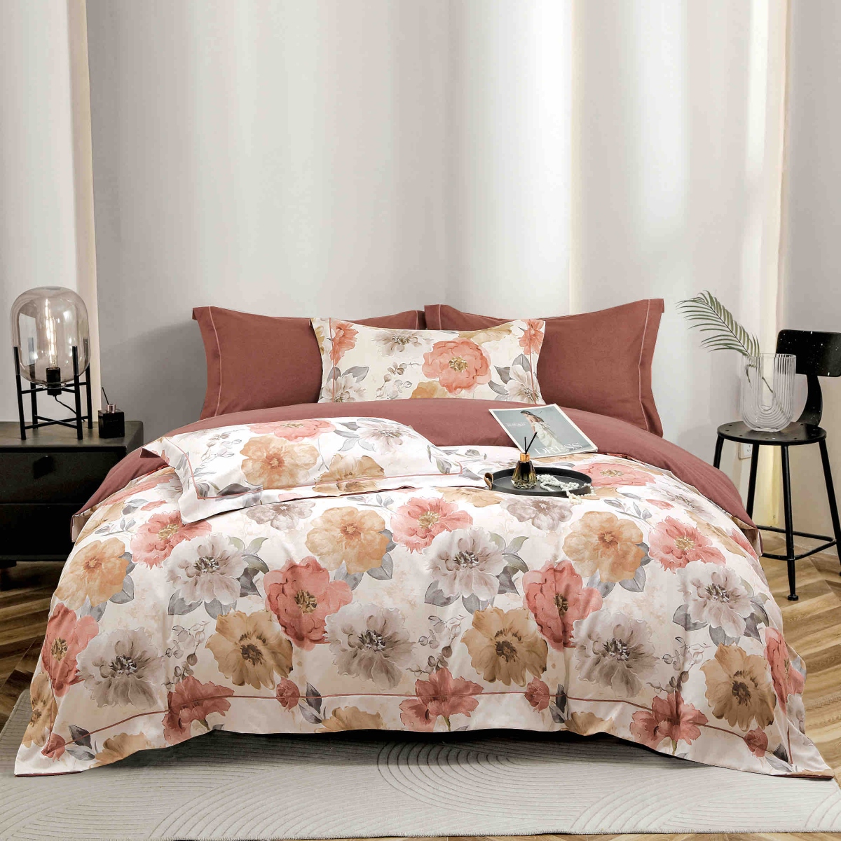 lenjerie la cutie din finet cu flori maro