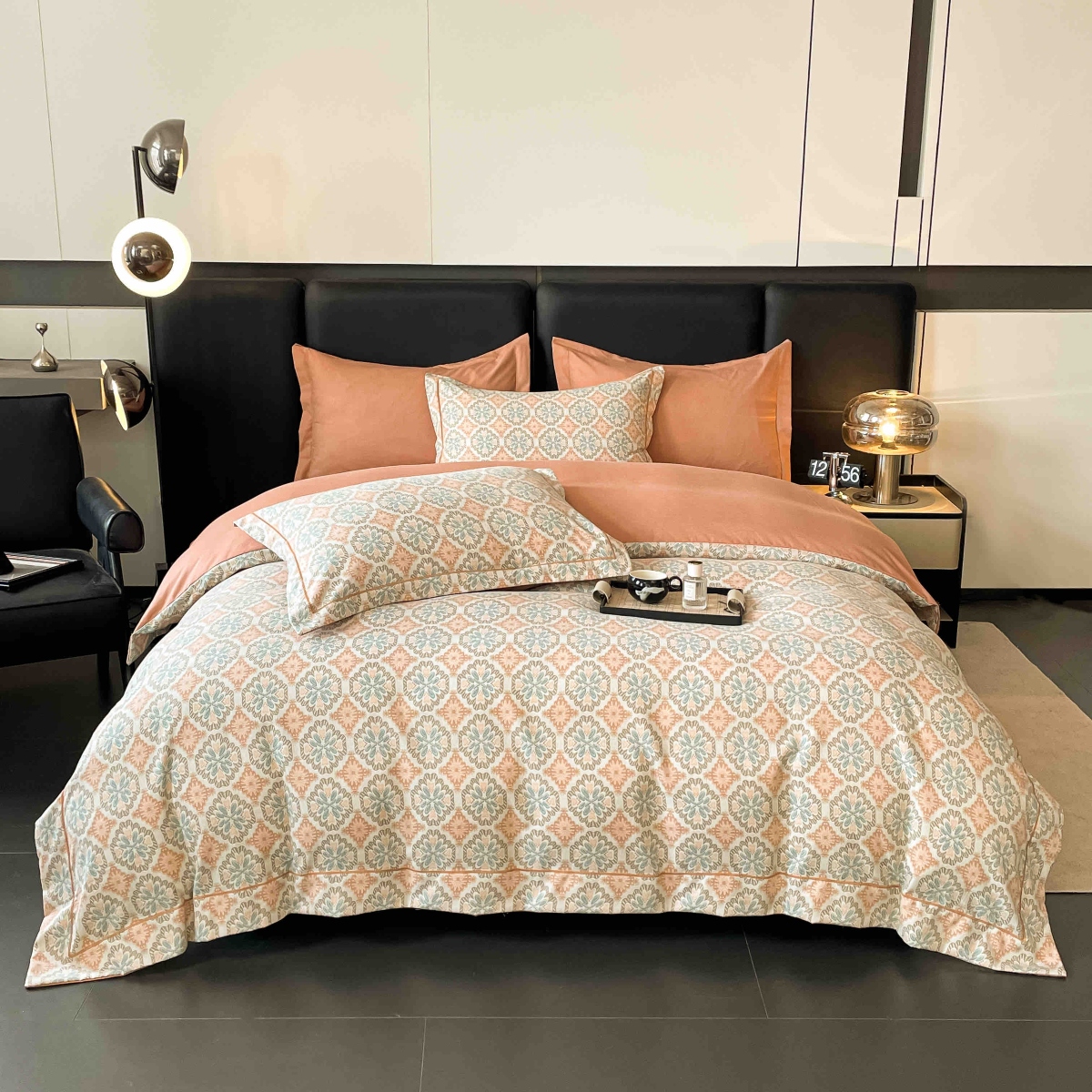 lenjerie la cutie din finet gri portocalie cu ornamente