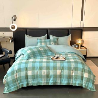 lenjerie la cutie din finet turcoaz cu carouri