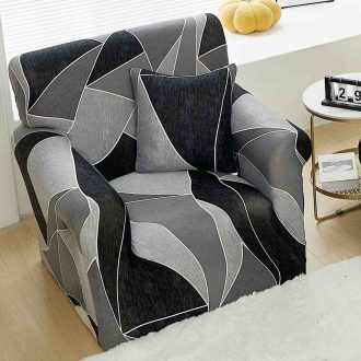 fotoliu gri cu forme geometrice