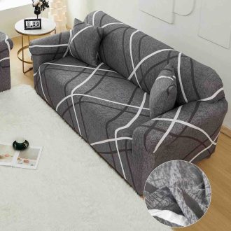 husa canapea gri cu dungi single