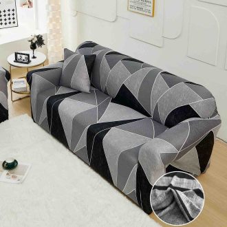 husa canapea gri cu forme geometrice single