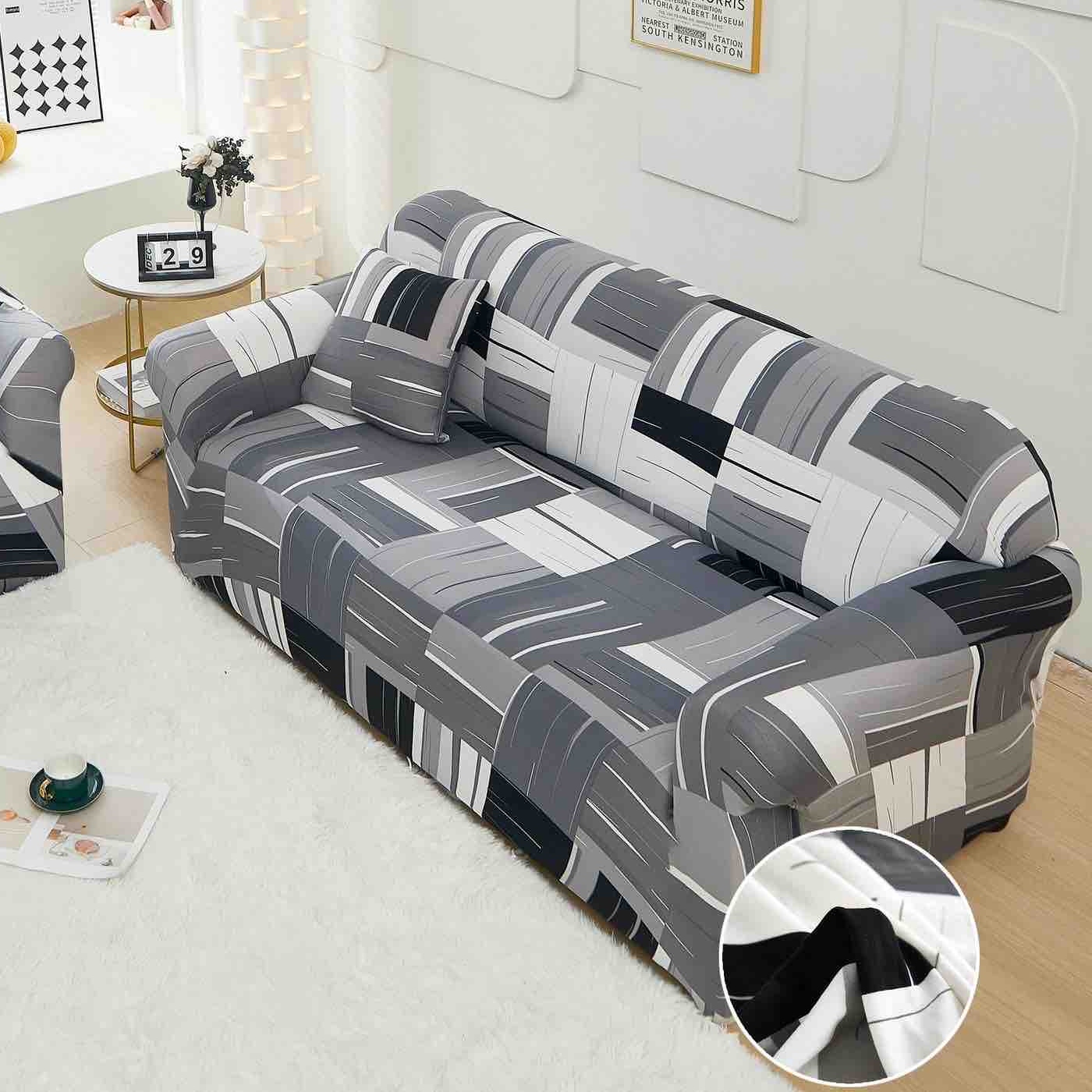 husa canapea gri model abstract single