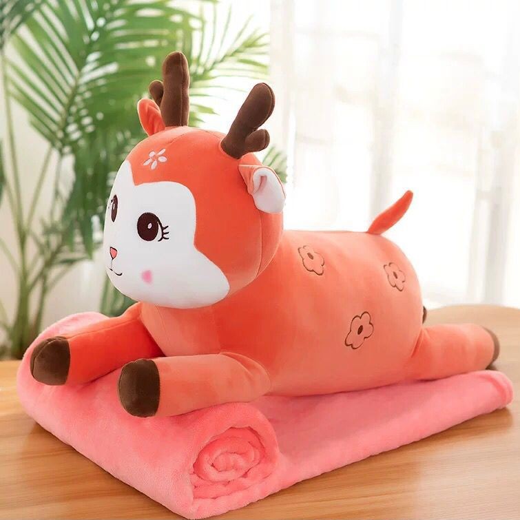 jucarie de plus cu patura pink deer