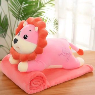 jucarie de plus cu patura pink lyon