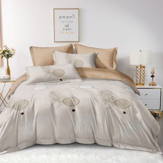 lenjerie 1 persoana cu elastic bej cu fulgi