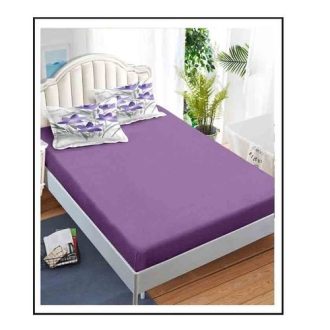 lenjerie alb mov cu floricele de camp - cearceaf de pat