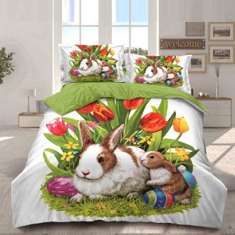 lenjerie de paste model 7 - cu iepuras natural pe iarba