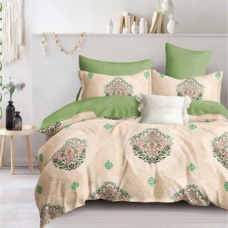 lenjerie bej verde cu ornamente